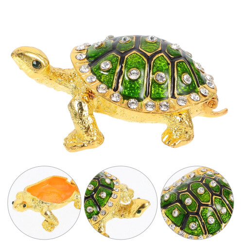 Turtle-Shaped Metal Jewelry Box – 1 Piece