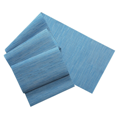 Blue Textured Table Runner 135 x 30 cm PVC Heat-Insulating