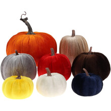 8pcs Assorted Velvet Pumpkins for Halloween Decor