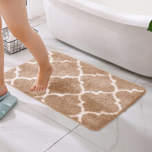 Khaki Non-Slip Bathroom Mat 60x40cm Microfiber
