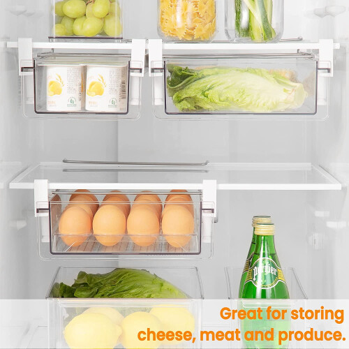 Pull-Out Fridge Drawer Organizer 14.2 x 9.6 x 3.3 in