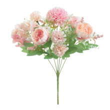 Pink Silk Rose Bouquet 13 Inch Artificial Wedding Flowers