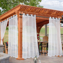 White Waterproof Outdoor Sheer Curtains 4 Panels 54x84 in