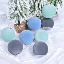 Velvet Flocked Christmas Baubles 6cm 12 Pack