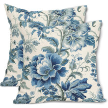 Floral Linen Pillow Covers 16x16 in Pack of 2
