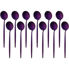 12-teiliges Set Espressolöffel aus violettem Edelstahl, 12,7 cm (5 Zoll)