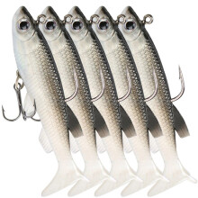 5 pièces appâts de pêche leurres souples queue de pagaie souple