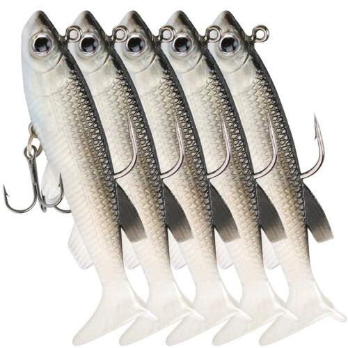 5 pièces appâts de pêche leurres souples queue de pagaie souple