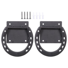 2 Stück Pferdehalsband-Ringe, Hufeisen-Kreuze,-Schwarz