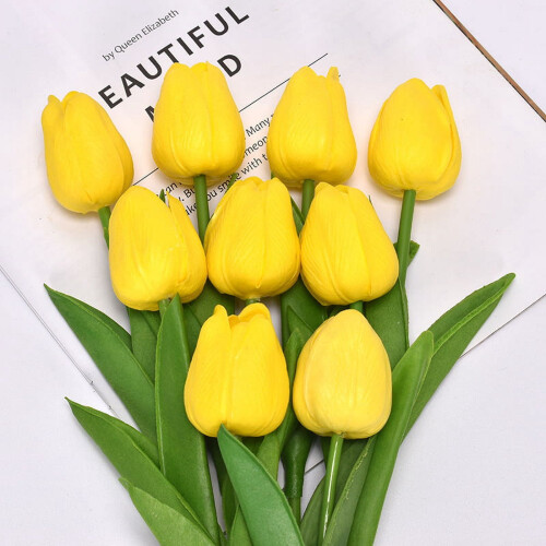 Real Touch Artificial Tulips – 10 pcs, White to Peach Pink 2
