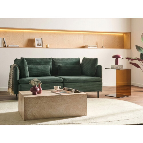 Beliani Modular Sofa 2 Seater EGERIS Corduroy Dark Green 1