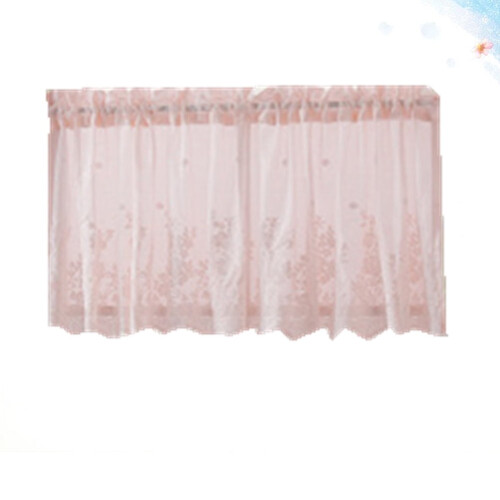 Pink Polyester Lace Half Curtain 74 x 61 cm 2