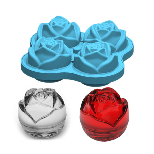 Rose-Shaped Silicone Ice Cube Tray – 4 or 6 Grid 1