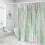Abstract Green Stripe Shower Curtain with 12 Hooks 2