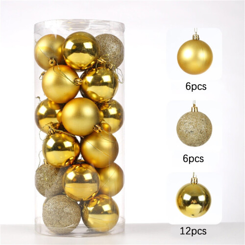 Gold Christmas Tree Ball Ornaments 40mm 24-Pack 1