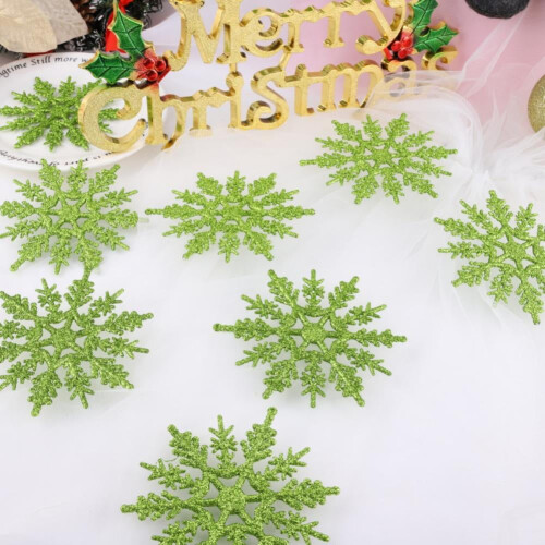 12pcs White Glitter Snowflake Ornaments 4in 2