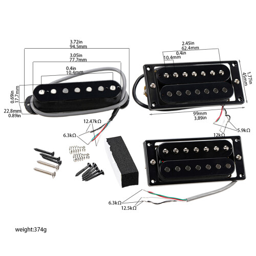 Gitarren-Tonabnehmersystem in Studioqualität, einfache 2
