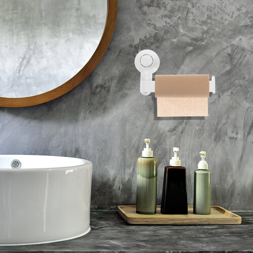 Witte toiletpapierhouder met zuignap 1