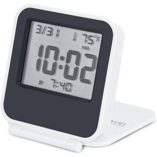 Mini Digital Travel Alarm Clock with Backlight, White
