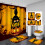 Orange Polyester Shower Curtain Set with Mat, U-Shaped Mat, 1