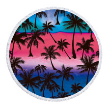 Rond strandhanddoek van microvezel met tropische print, 152 cm