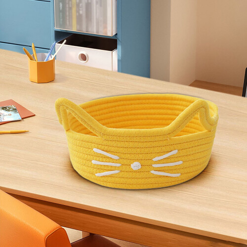 Cat Ear Cotton Thread Organizer Basket, Yellow