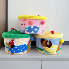 Cotton Rope Storage Basket with Lid, 23x15 cm