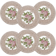 Conjunto de 6 porta-copos de tecido com estampa floral vintage