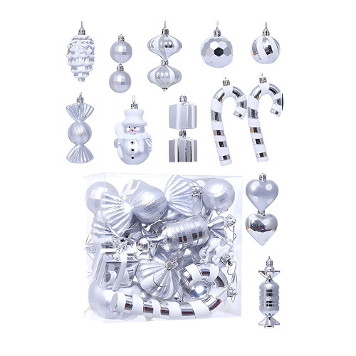 Silver Christmas Ball Ornaments Set 16 pcs