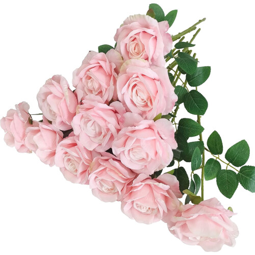 Black Artificial Roses – 12 pcs, 4" Silk & Plastic Stems