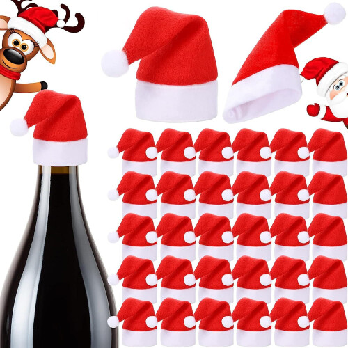 Mini Red Santa Hats, Velvet, 30 pcs