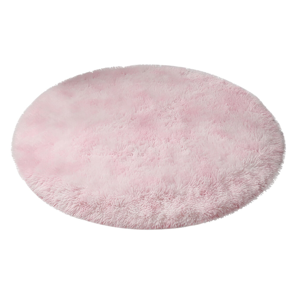 Pink Round Fluffy Rug 120 cm – Soft Plush Bedroom Carpet
