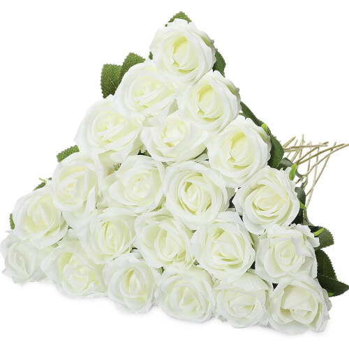 20 Black Silk Roses with Long Stems – Artificial Flowers