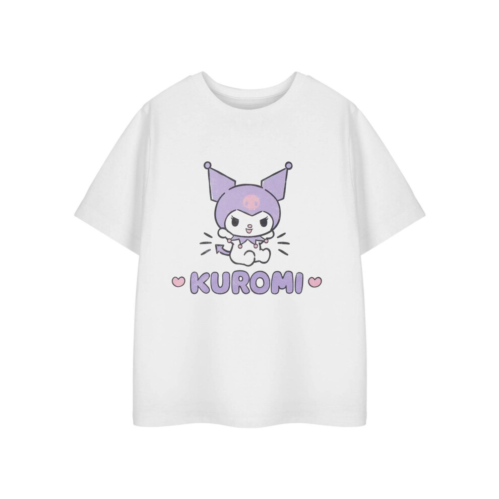 Hello Kitty (9-10 Years, ) Girls Kuromi Heart Short-Sleeved T-Shirt White