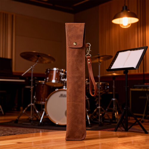 Retro Leather Drumstick Protector Case Offering-Burgundy 2
