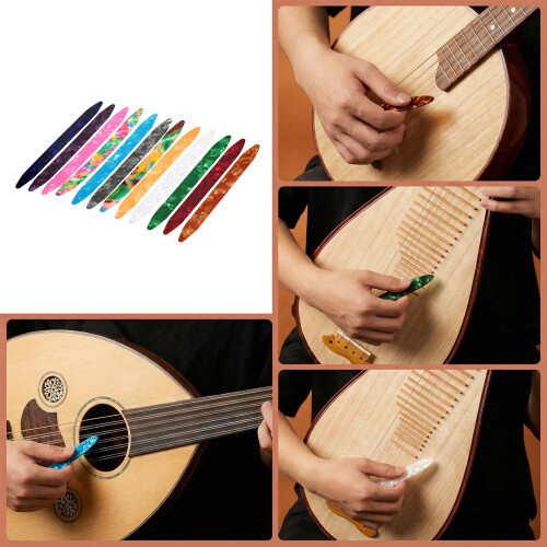 12Pcs Celluloid Oud Picks Set Glossy Colorful Surfaces for 1