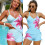 Quick Dry Swim Trunks with Top Split for- flowers on bl XL 4
