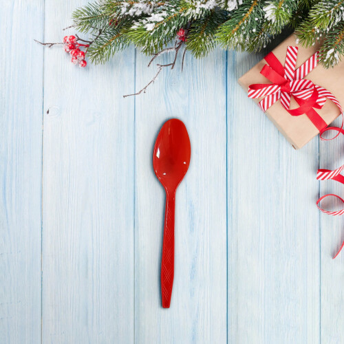 Christmas Plastic Spoons 20 pcs Red Snowflake 1