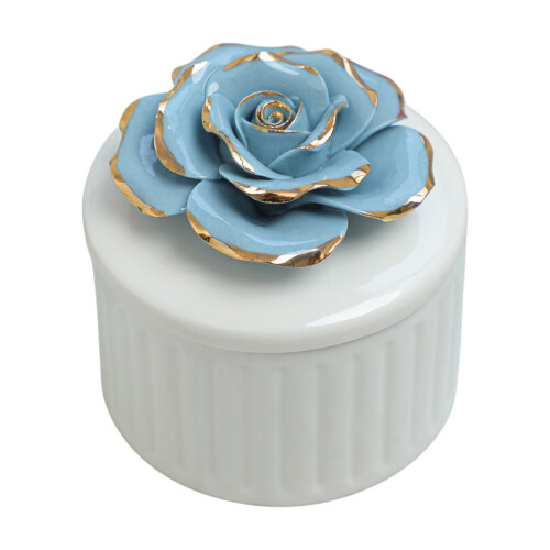 Blue Ceramic Storage Jar with Lid – Hand-Painted Jewelry 1