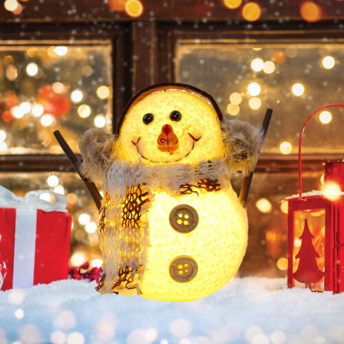 Glowing Mini Snowman Decoration, White, 10 cm 2