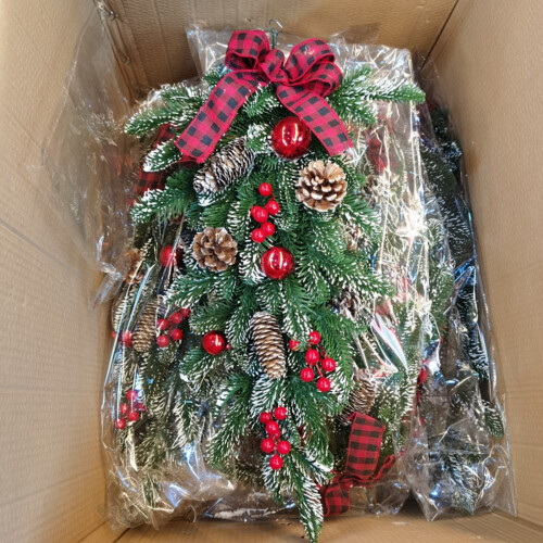 Artificial Pine Teardrop Swag with Bow, 1 Pack 2
