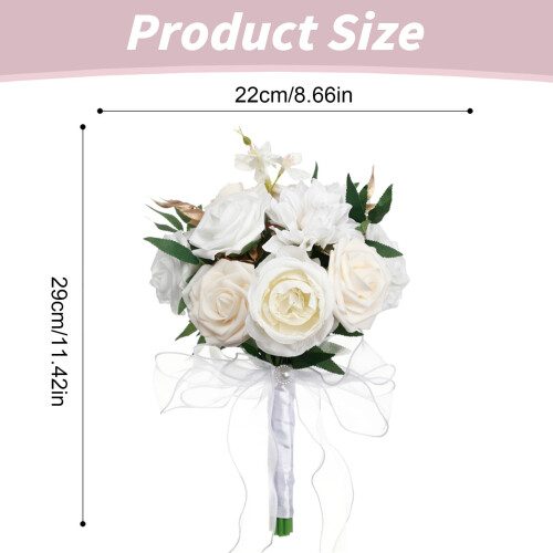 Silkebrudebukett Hvit Kunstig Blomst 1 stk 2