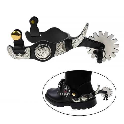 Éperon de botte de cheval en acier métallique, décoration, 1