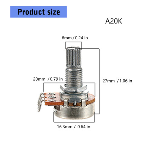 10Pcs Split Shaft Guitar Potentiometers Replacement A20K 2