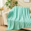 King Flannel Fleece Throw Blanket Aqua Checkered 5