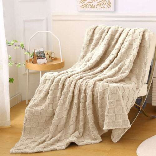 Fleece Throw Blanket Extra Large White 40x60 inch 1