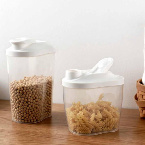 Stackable Transparent Grain Storage Jar with Airtight Lid, 2