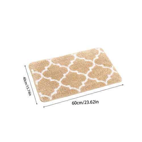 Khaki Non-Slip Bathroom Mat 60x40cm Microfiber 2