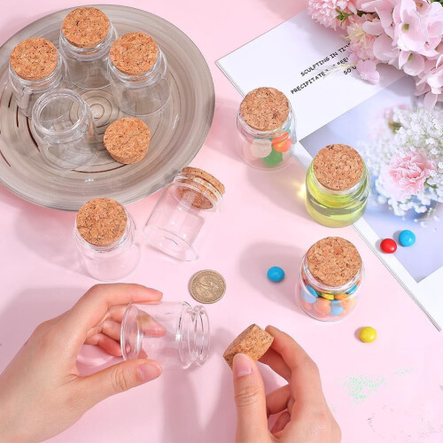 50ml Clear Glass Bottles with Cork Stoppers (12 Pack) 2