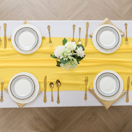 Chiffon Table Runner 28 x 118 in Yellow 1